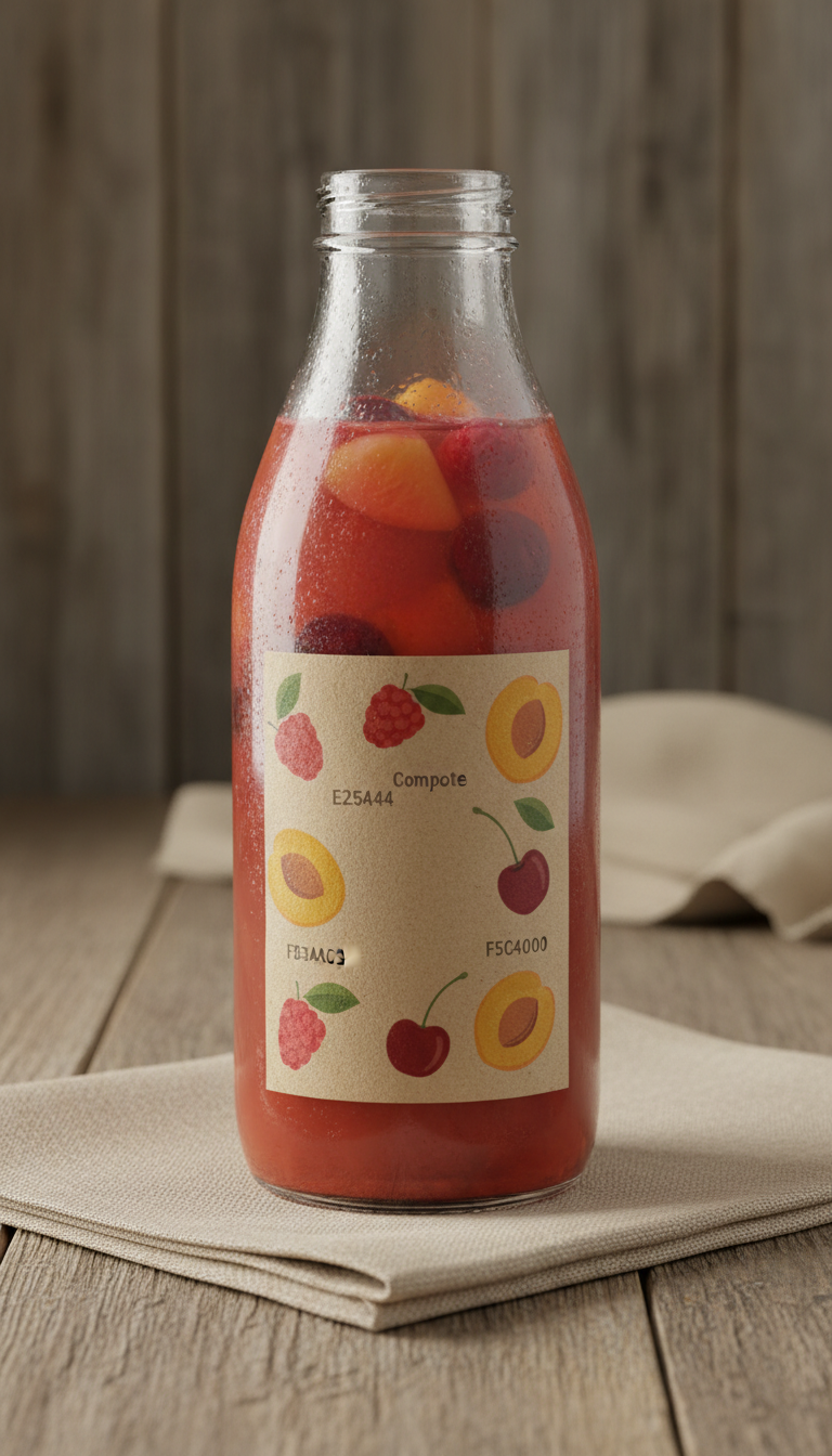Compote Fruit Beverage On Rustic Wood